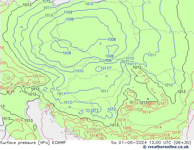 Surface pressure ECMWF Sa 01.06.2024 12 UTC