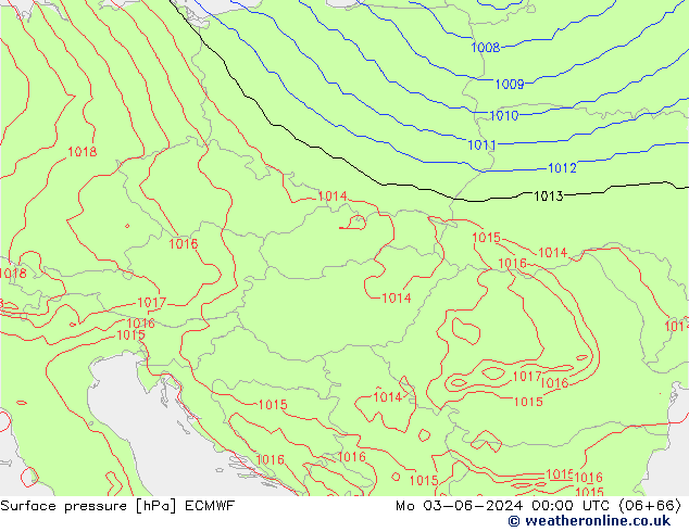 Luchtdruk (Grond) ECMWF ma 03.06.2024 00 UTC