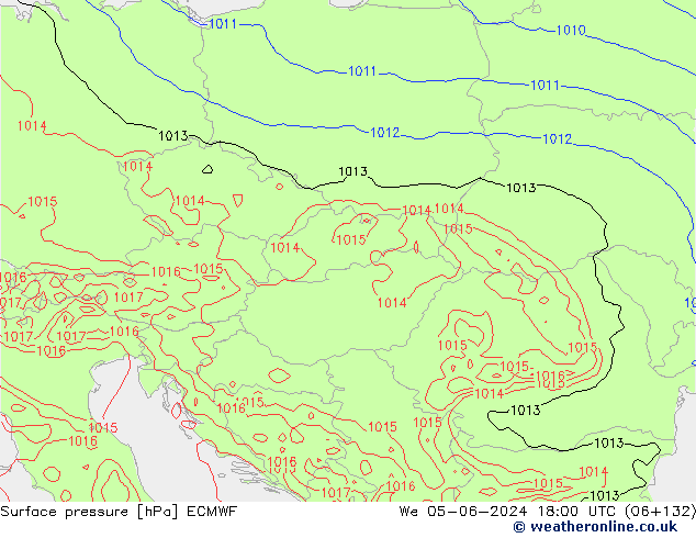 Luchtdruk (Grond) ECMWF wo 05.06.2024 18 UTC