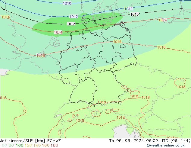 Corrente a getto ECMWF gio 06.06.2024 06 UTC