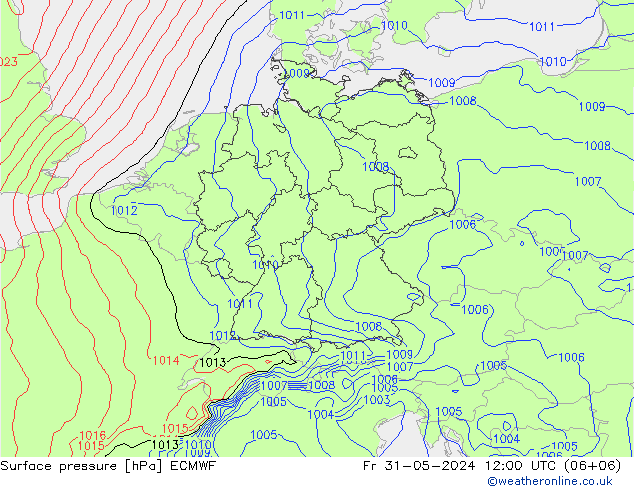 Surface pressure ECMWF Fr 31.05.2024 12 UTC