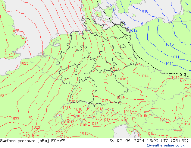 Surface pressure ECMWF Su 02.06.2024 18 UTC