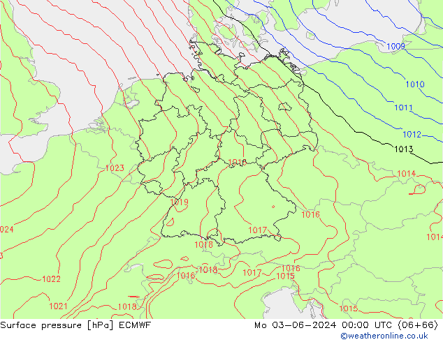 Luchtdruk (Grond) ECMWF ma 03.06.2024 00 UTC