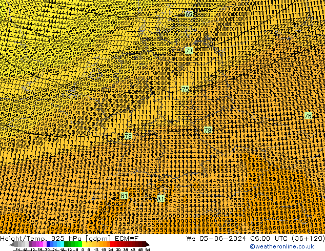 Height/Temp. 925 hPa ECMWF mer 05.06.2024 06 UTC