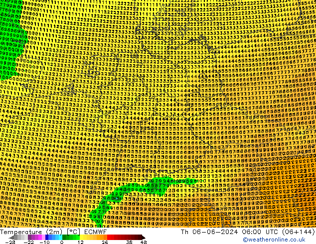 Temperature (2m) ECMWF Th 06.06.2024 06 UTC