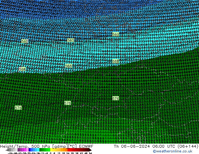 Height/Temp. 500 hPa ECMWF Th 06.06.2024 06 UTC