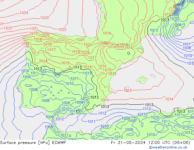 pressão do solo ECMWF Sex 31.05.2024 12 UTC