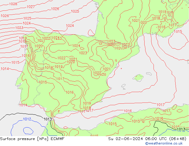 ciśnienie ECMWF nie. 02.06.2024 06 UTC