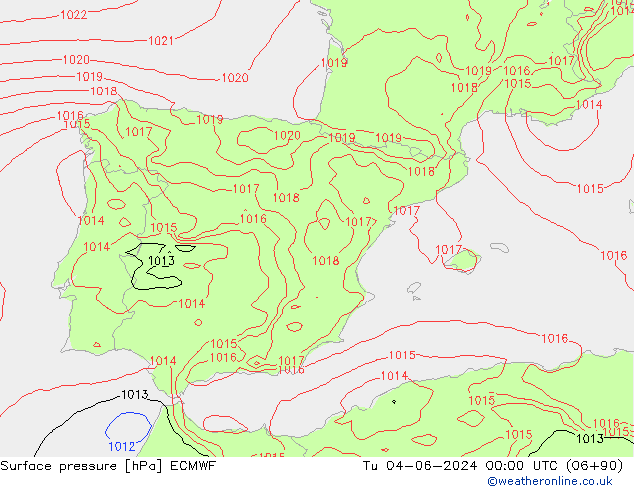 Pressione al suolo ECMWF mar 04.06.2024 00 UTC