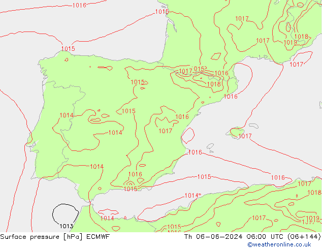 Luchtdruk (Grond) ECMWF do 06.06.2024 06 UTC