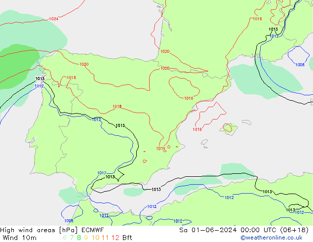 Izotacha ECMWF so. 01.06.2024 00 UTC