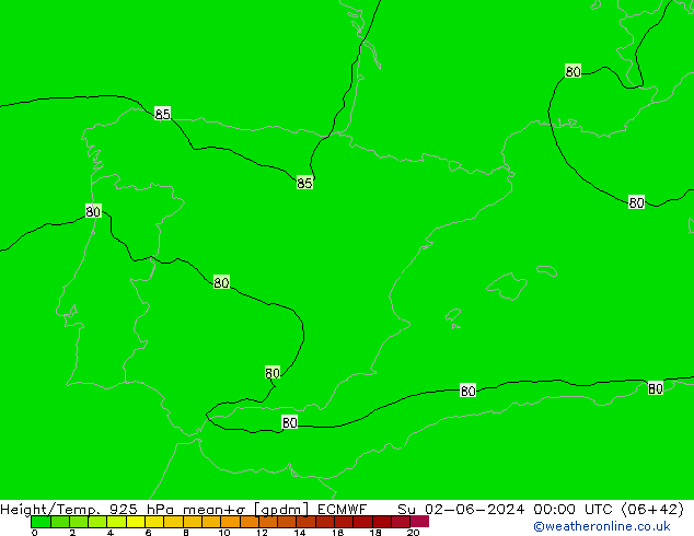 Height/Temp. 925 hPa ECMWF Su 02.06.2024 00 UTC