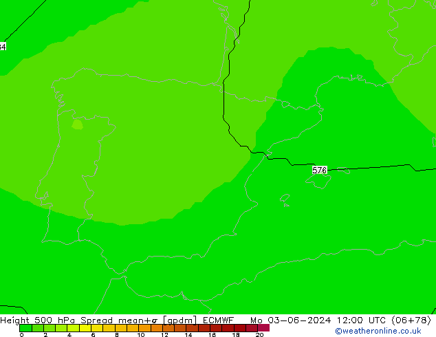 Height 500 hPa Spread ECMWF  03.06.2024 12 UTC