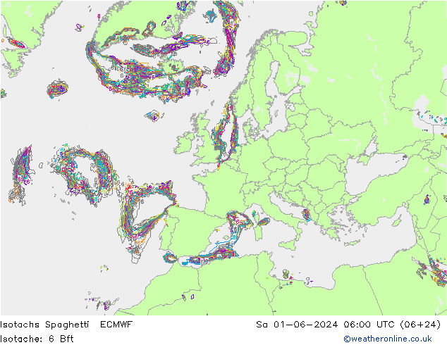 Eşrüzgar Hızları Spaghetti ECMWF Cts 01.06.2024 06 UTC