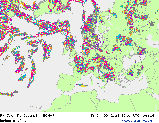 700 hPa Nispi Nem Spaghetti ECMWF Cu 31.05.2024 12 UTC