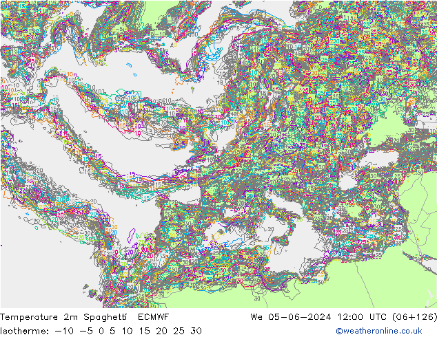 Temperaturkarte Spaghetti ECMWF Mi 05.06.2024 12 UTC
