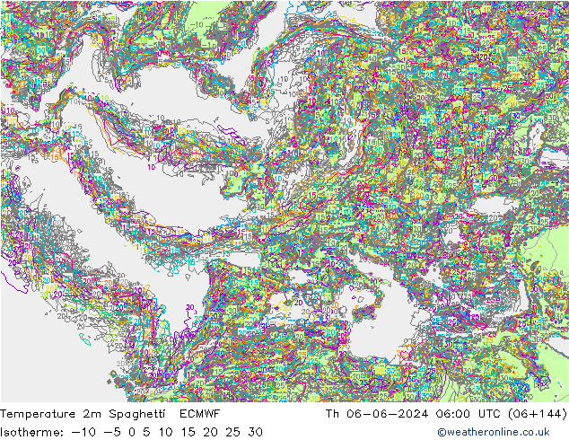 Temperatuurkaart Spaghetti ECMWF do 06.06.2024 06 UTC