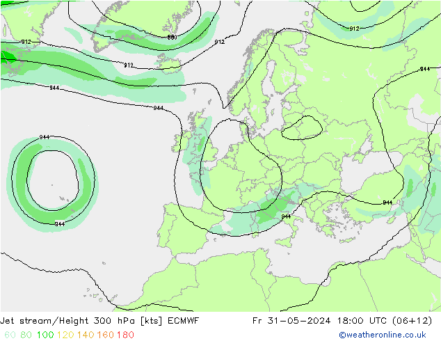 Corrente a getto ECMWF ven 31.05.2024 18 UTC