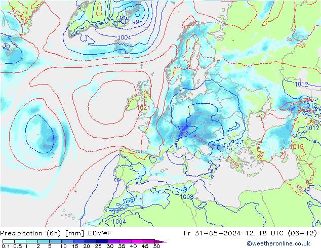 Precipitation (6h) ECMWF Fr 31.05.2024 18 UTC