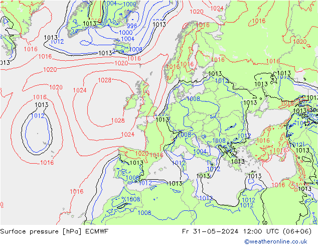 地面气压 ECMWF 星期五 31.05.2024 12 UTC