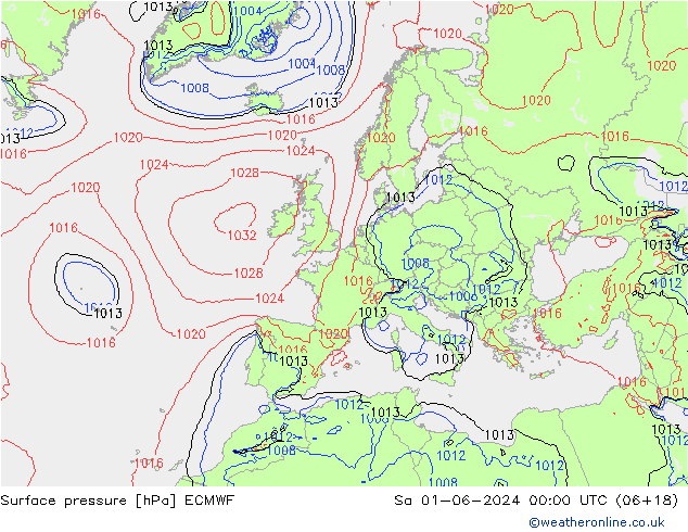 pressão do solo ECMWF Sáb 01.06.2024 00 UTC