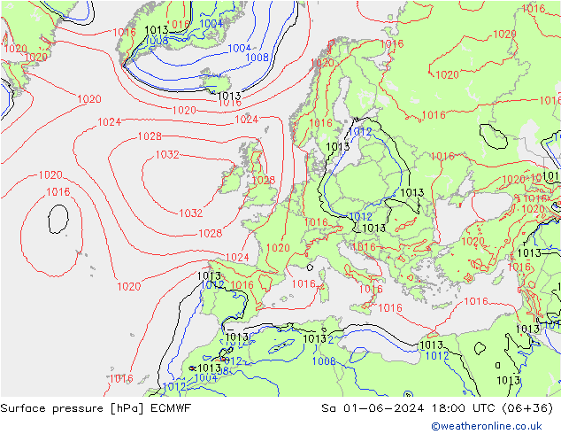 地面气压 ECMWF 星期六 01.06.2024 18 UTC