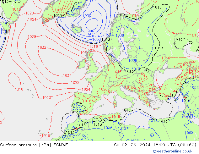 Bodendruck ECMWF So 02.06.2024 18 UTC