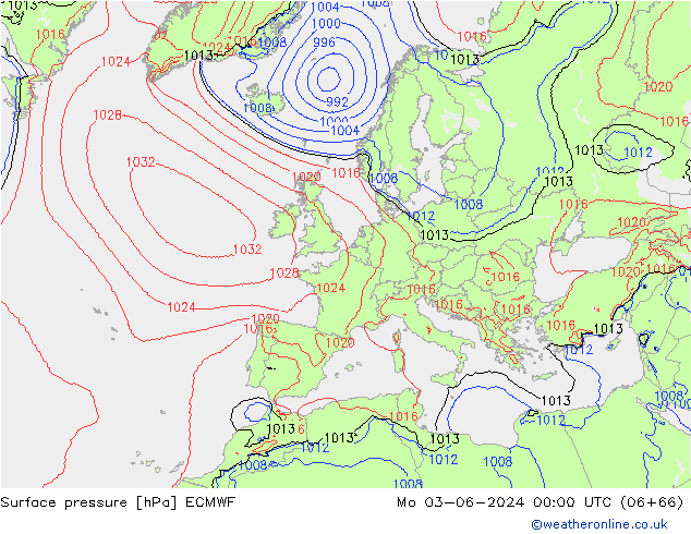 ciśnienie ECMWF pon. 03.06.2024 00 UTC