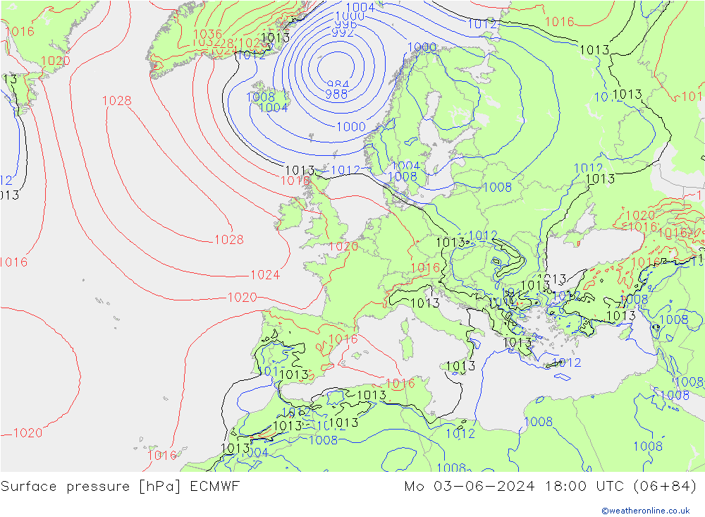 Yer basıncı ECMWF Pzt 03.06.2024 18 UTC