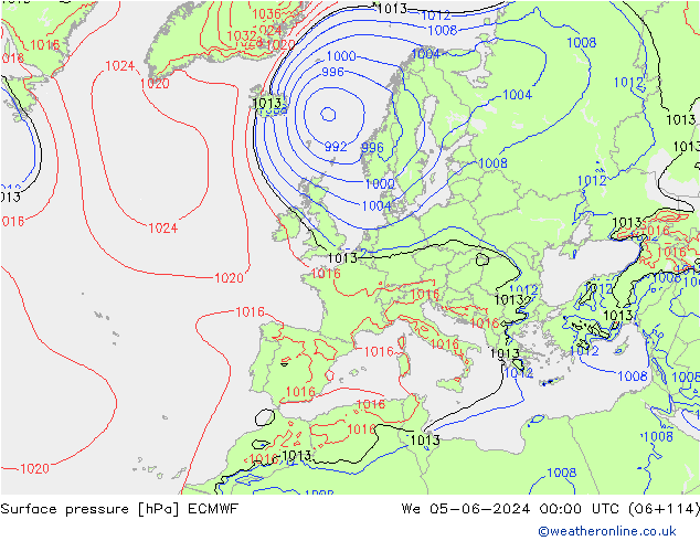 Surface pressure ECMWF We 05.06.2024 00 UTC