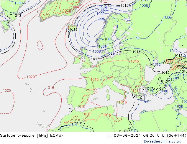 Bodendruck ECMWF Do 06.06.2024 06 UTC