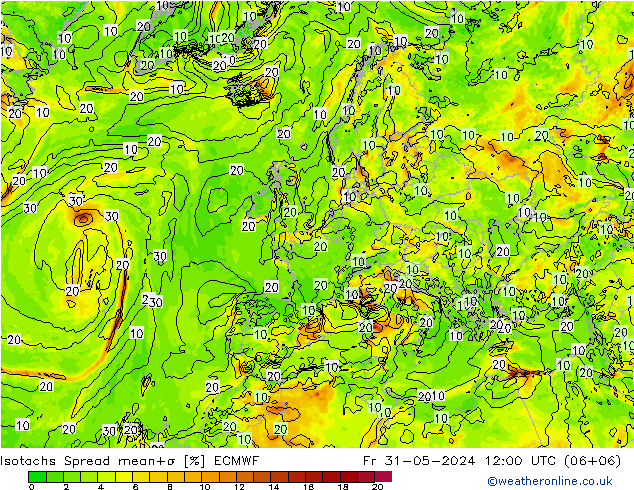 Isotachs Spread ECMWF Sex 31.05.2024 12 UTC