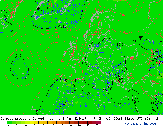 Yer basıncı Spread ECMWF Cu 31.05.2024 18 UTC