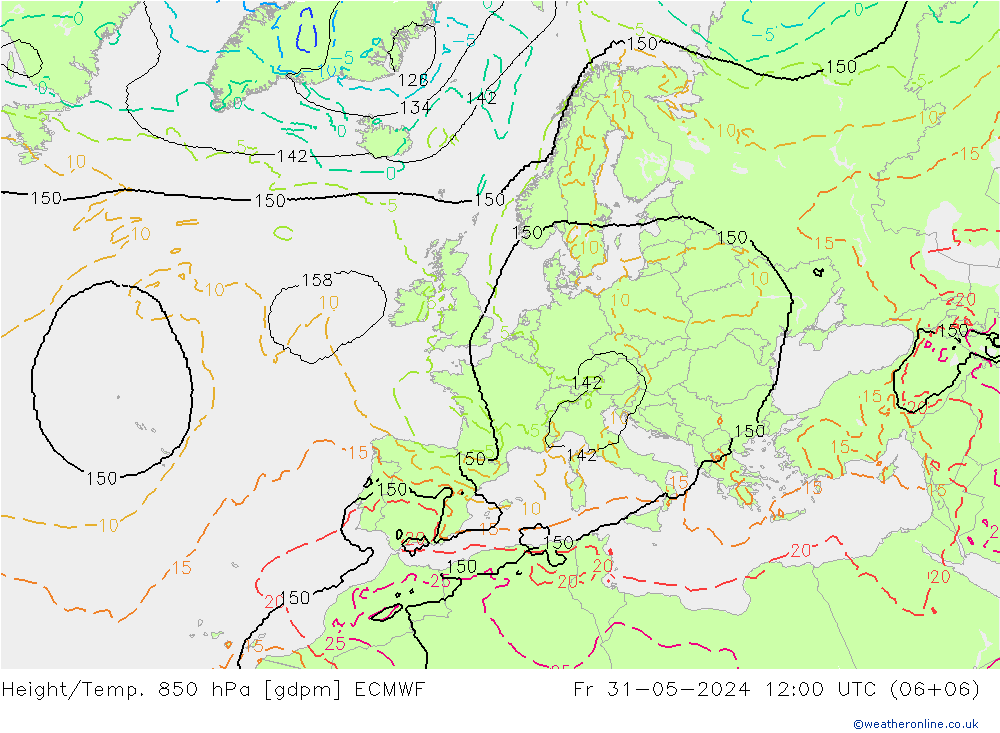 Height/Temp. 850 hPa ECMWF 星期五 31.05.2024 12 UTC