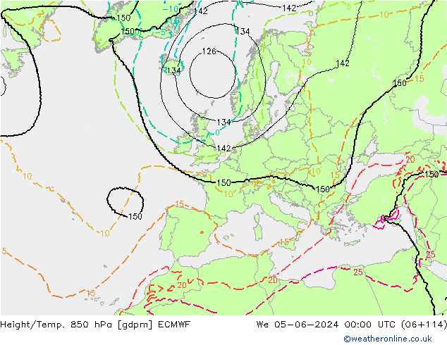 Yükseklik/Sıc. 850 hPa ECMWF Çar 05.06.2024 00 UTC