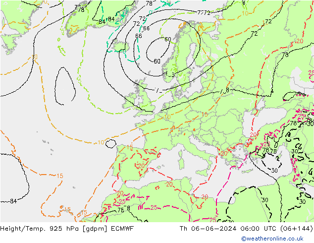 Height/Temp. 925 hPa ECMWF gio 06.06.2024 06 UTC