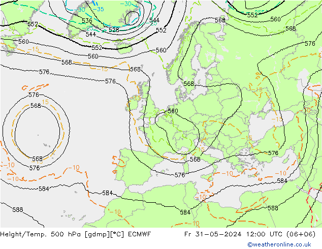 Height/Temp. 500 hPa ECMWF 星期五 31.05.2024 12 UTC