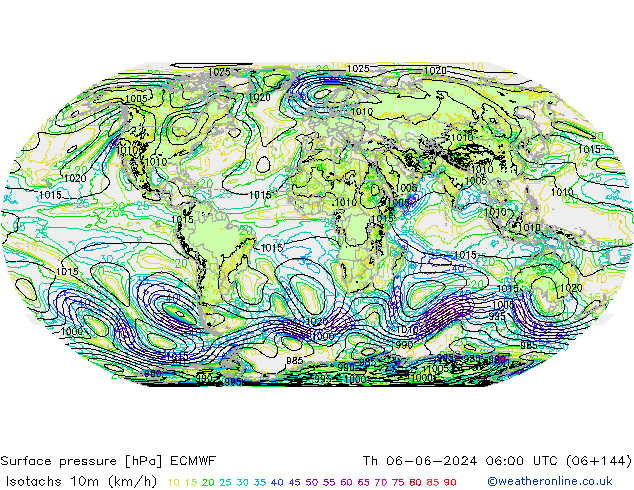 Eşrüzgar Hızları (km/sa) ECMWF Per 06.06.2024 06 UTC