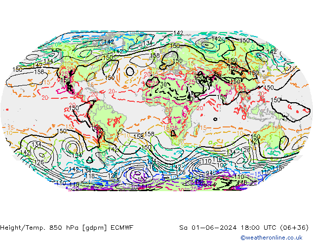 Height/Temp. 850 hPa ECMWF Sa 01.06.2024 18 UTC