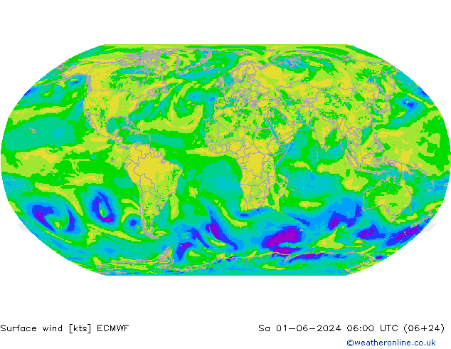 Vento 10 m ECMWF Sáb 01.06.2024 06 UTC