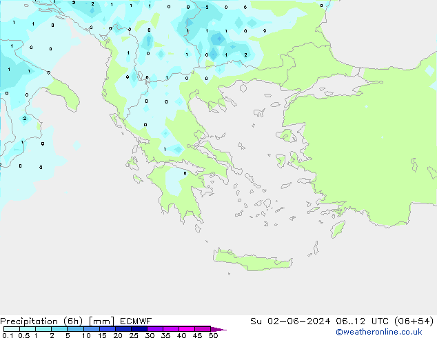 Yağış (6h) ECMWF Paz 02.06.2024 12 UTC