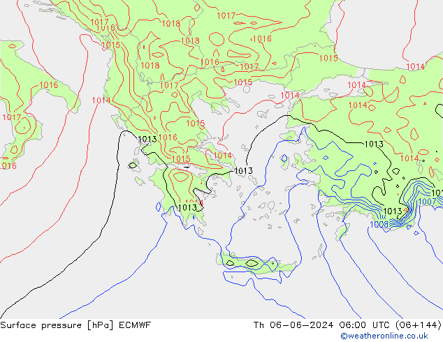 приземное давление ECMWF чт 06.06.2024 06 UTC