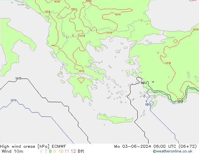 High wind areas ECMWF Mo 03.06.2024 06 UTC
