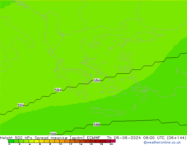 Hoogte 500 hPa Spread ECMWF do 06.06.2024 06 UTC