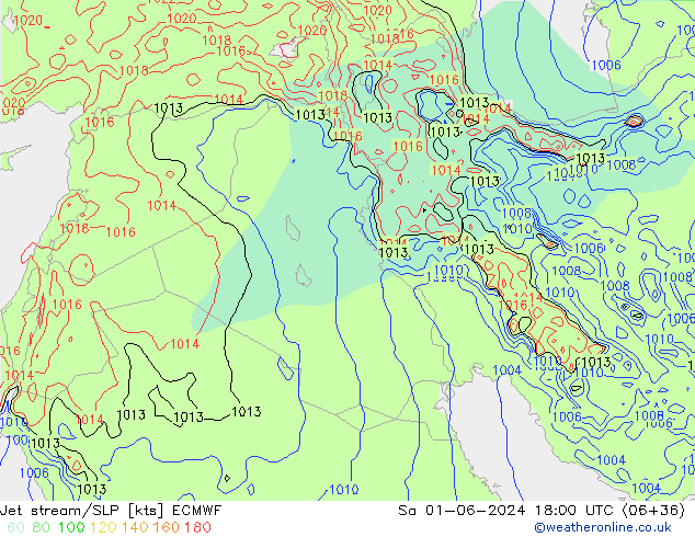 Jet stream/SLP ECMWF Sa 01.06.2024 18 UTC