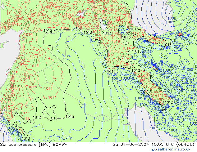 Luchtdruk (Grond) ECMWF za 01.06.2024 18 UTC