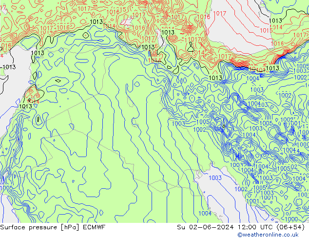 Surface pressure ECMWF Su 02.06.2024 12 UTC