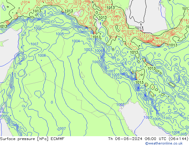 Atmosférický tlak ECMWF Čt 06.06.2024 06 UTC