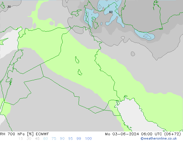 RH 700 hPa ECMWF lun 03.06.2024 06 UTC