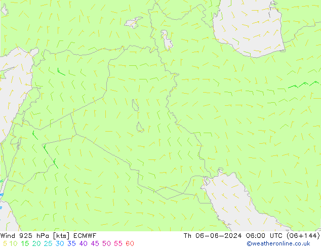 Wind 925 hPa ECMWF Čt 06.06.2024 06 UTC